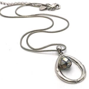 Lia Sophia Teardrop Pendant Necklace Abalone Mother of Pearl Mosaic Orb Drop